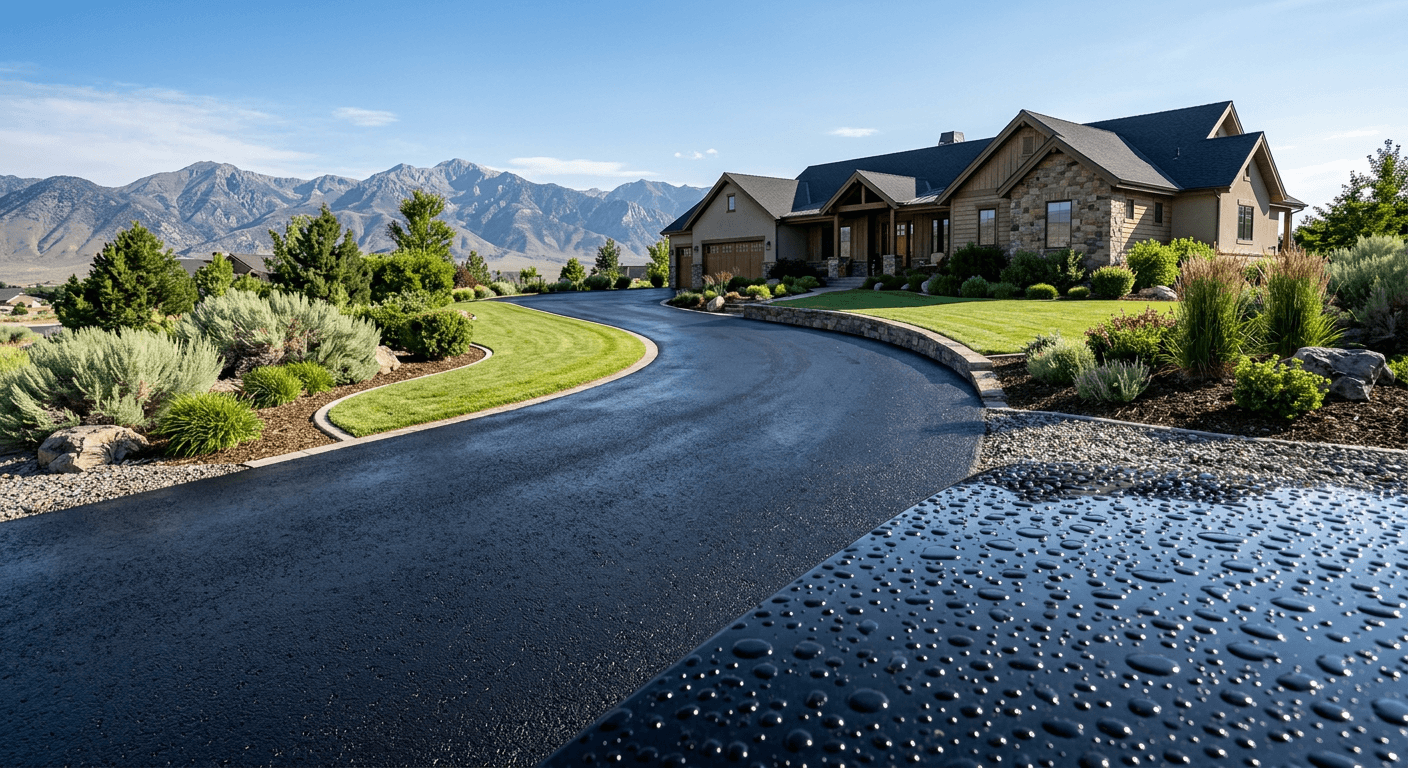Asphalt driveway treated with a nano coating