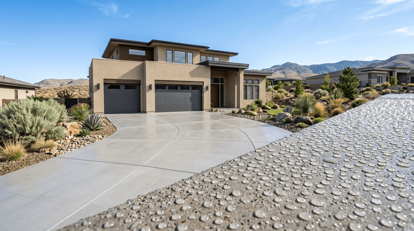 Concrete driveway protected with a nano coating