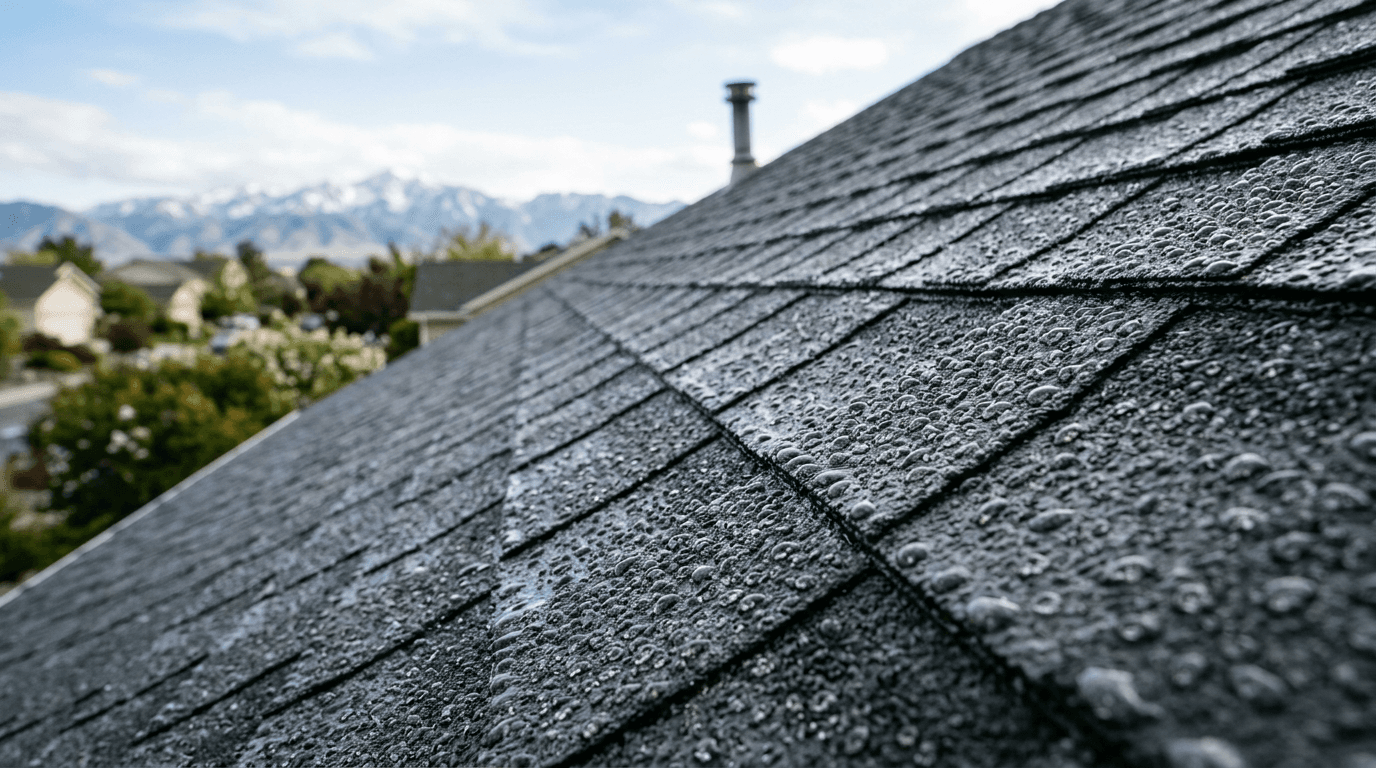 Asphalt shingle roof on a Reno home after nano coating
