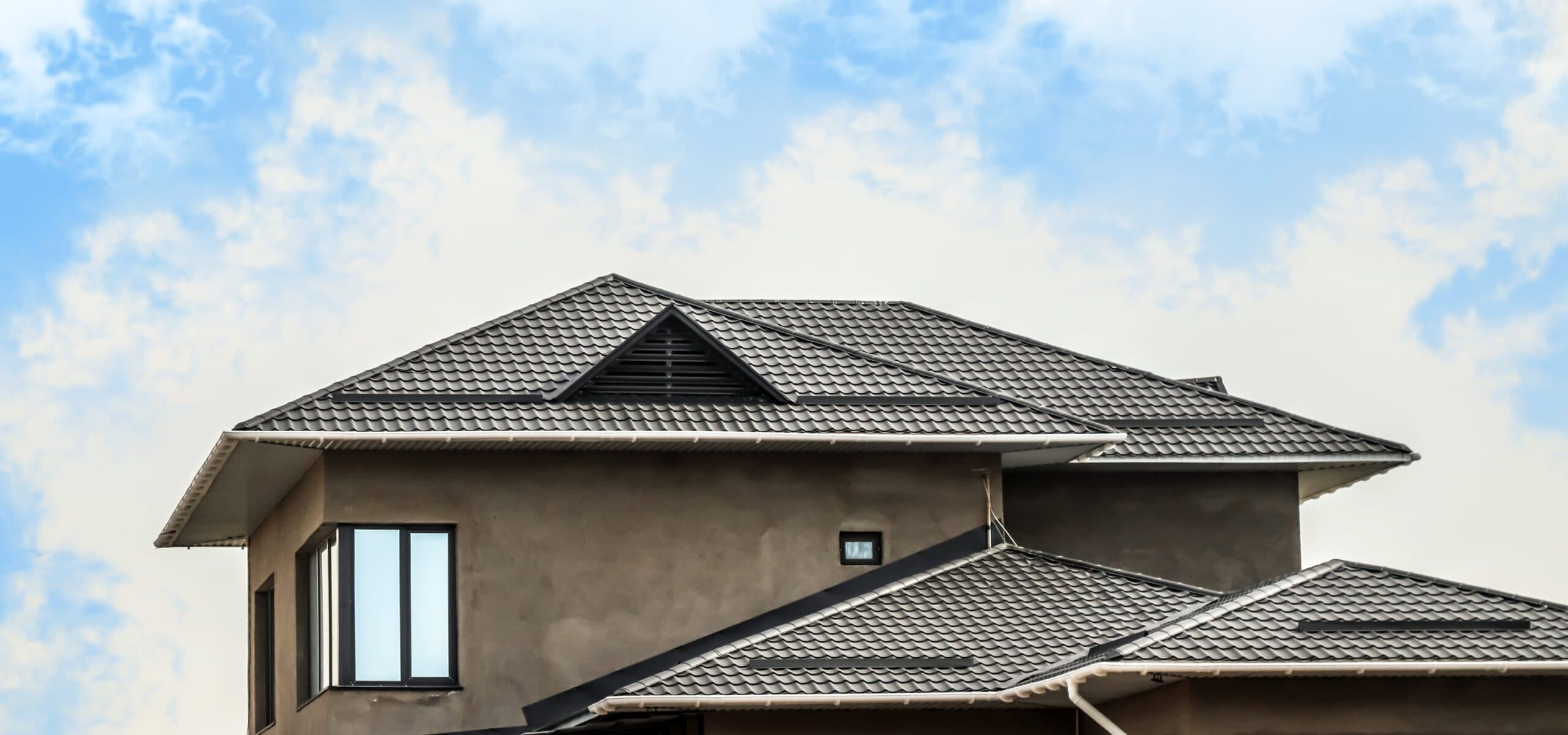 Close-up of protected asphalt roof shingles